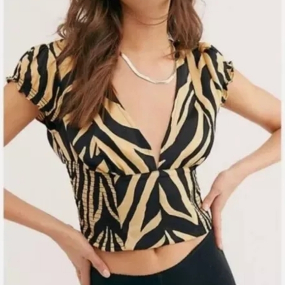 Free People Show Me Love Satin Blouse - Picture 1 of 4